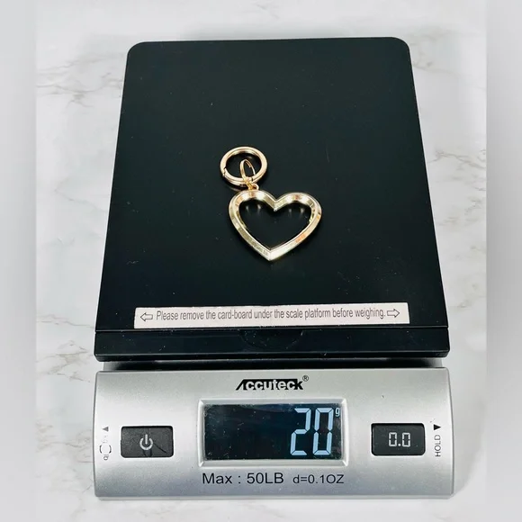 Gold Tone Heart Bag Charm Keychain - Picture 4 of 4